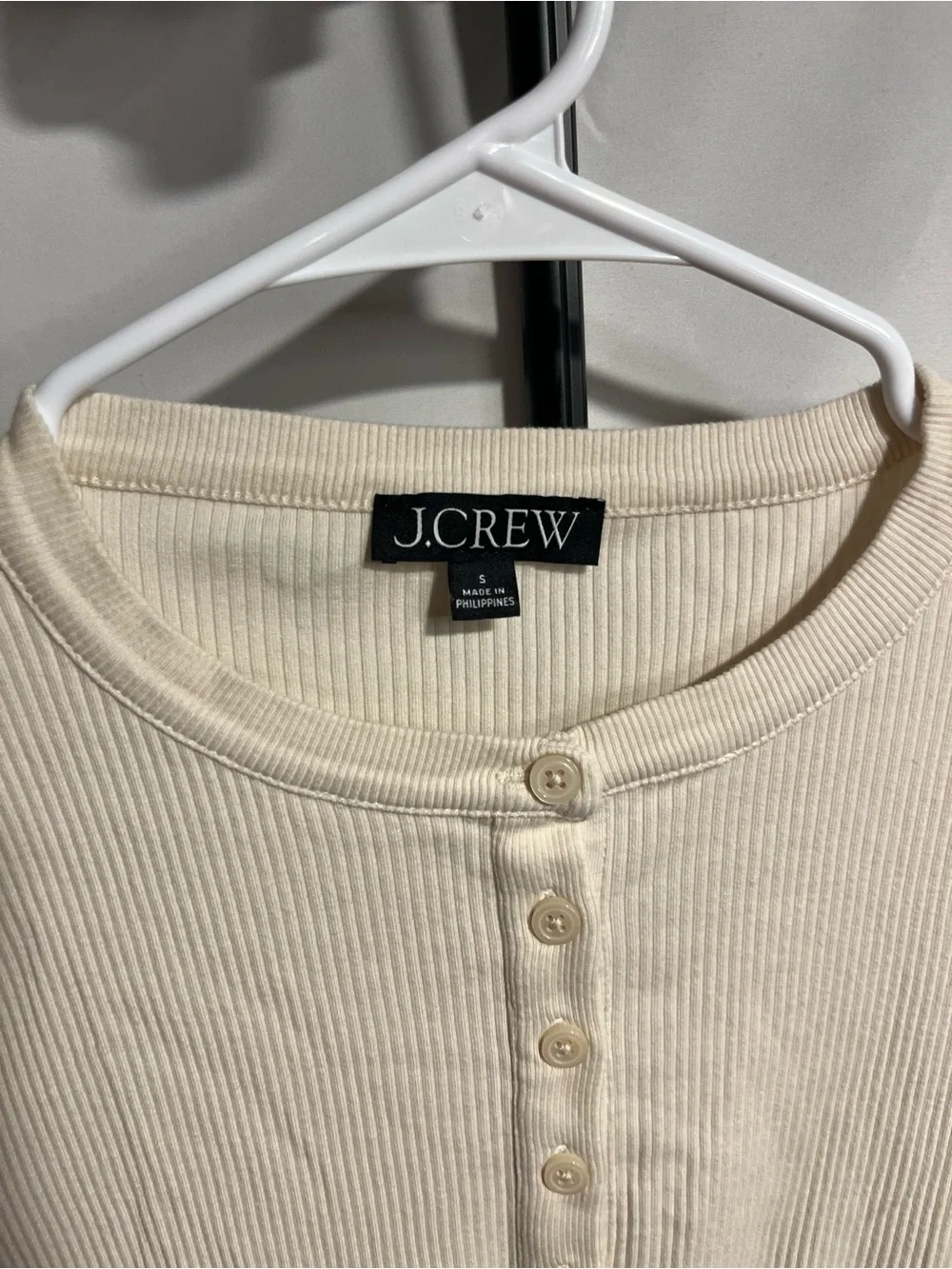 J.Crew women's Classic Crewneck long-sleeve ribbed Knit henley Fitted shirt Sm